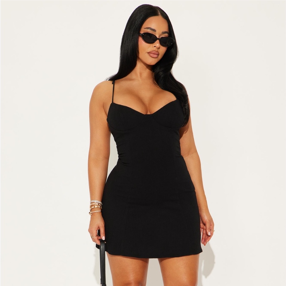 Fashionnova Alia Stretch Linen Mini Dress - Black